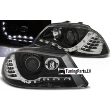 Seat Ibiza (02-08) priekšējie LED Dayline lukturi + LED pagriezieni, melni