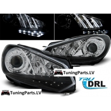 VW Golf 6 priekšējie LED Dayline lukturi, DRL, melni