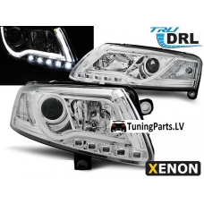 Audi A6 C6 4F (04-08) priekšējie lukturi, LED dayline, DRL, xenona, hromēti