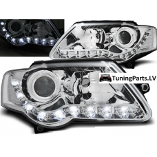 VW Passat B6 3C (05-09) priekšējie LED Dayline lukturi, hromēti