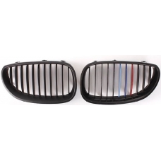 BMW E60/E61 (03-10) priekšējās restes, melnas/glancētas trīs krāsu