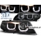 BMW E46 sedana/touringa (01-05) priekšējie lukturi, 3D LED eņģeļ acis, melni
