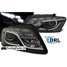Audi Q5 (11-12) priekšējie lukturi, LED dayline, DRL, melni