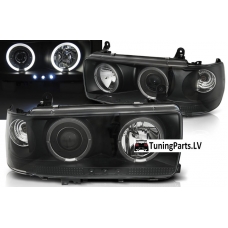 Toyota Land Cruiser FJ80 (90-97) priekšējie lukturi, melni, eņģeļacis