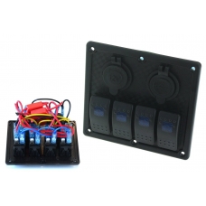 Slēdži ON-OFFx5, 1xZ, 2xUSB 3.1A , 2xB 15A , zils