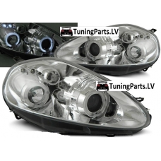 Fiat Grande Punto (05-08) priekšējie lukturi, eņģeļ acis, hromēti