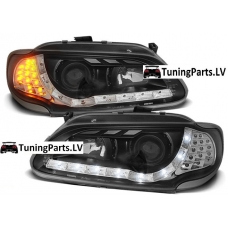 Renault Megane (96-99)/Scenic (96-99) priekšējie lukturi, LED dayline + LED pagriezieni, melni