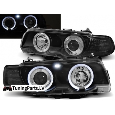 BMW E38 (98-02) priekšējie lukturi, eņģeļ acis, melni