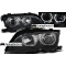 BMW E46 sedana/touringa (01-05) priekšējie lukturi, LED eņģeļ acis, melni