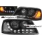VW T5 priekšējie lukturi, LED dayline + LED pagriezieni, melni