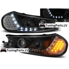 Ford Mondeo (96-00) priekšējie LED Dayline lukturi, melni + LED pagrizieni