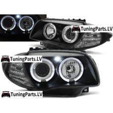 BMW E81/E82/E87/E88 priekšējie lukturi, eņģeļ acis, melni