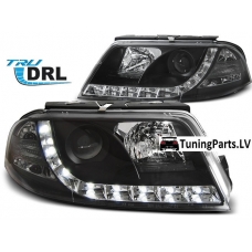 VW Passat B5.5 3BG (01-05) priekšējie lukturi, LED dayline, DRL, melni