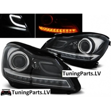 Mercedes Benz W204 C-class (11-14) priekšējie LED Dayline lukturi, melni