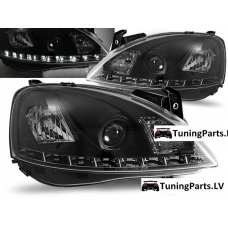 Opel Corsa C (01-06) priekšējie LED Dayline lukturi, melni