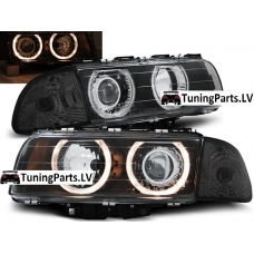 BMW E38 (94-98) priekšējie lukturi + pagriezieni, eņģeļ acis, melni