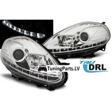 Fiat Grande Punto (09-12) priekšējie lukturi, LED dayline, DRL, hrometi