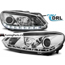 VW Golf 6 priekšējie LED Dayline lukturi, DRL, hromēti