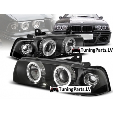 BMW E36 kupejas/kabrio priekšējie lukturi, eņģeļ acis, melni