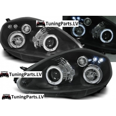 Fiat Grande Punto (05-08) priekšējie lukturi, eņģeļ acis, melni