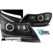 Skoda Octavia (09-12) priekšējie lukturi, LED dayline, DRL, melni