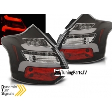 Ford Focus 3 (11-14) Hatchback aizmugurējie LED lukturi, melni, dinamisks pagriezienu rādītajs