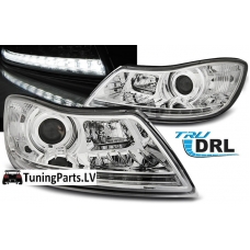 Skoda Octavia (09-12) priekšējie lukturi, LED dayline, hromēti, DRL