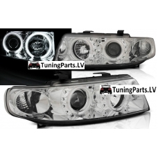 Seat Leon/Toledo (99-04) priekšējie lukturi, hromēti, CCFL eņgeļacis