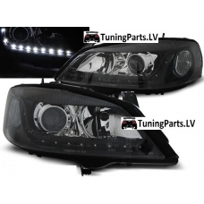 Opel Astra G (98-04) priekšējie LED Dayline lukturi, melni 