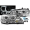 BMW X5 E70 (07-10) priekšējie lukturi, 3D LED eņģeļ acis, hromēti, DRL, xenona, AFS