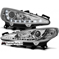 Peugeot 207 (06-12) priekšējie LED Dayline lukturi, hromēti