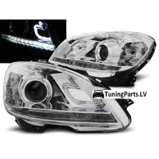 Mercedes Benz W204 C-class (07-10) priekšējie LED Dayline lukturi, DRL,  hromēti