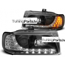 Seat Ibiza/Cordoba (93-99) priekšējie LED Dayline lukturi + LED pagriezieni, melni