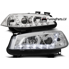 Renault Megane (02-05) priekšējie LED Dayline lukturi, hromēti 