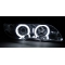 BMW E46 kupejas/kabrio (03-06) priekšējie lukturi, eņģeļ acis, CCFL, melni, xenon