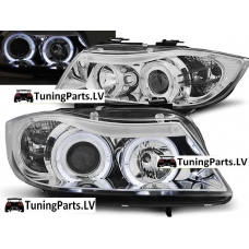 BMW E90/E91 (05-08) priekšējie lukturi, eņģeļ acis, hromēti