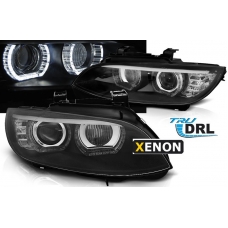 BMW E92/E93 (06-10) priekšējie lukturi, 3D LED eņģeļ acis, melni, Xenona, DRL, AFS