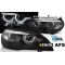 BMW X5 E70 (07-10) priekšējie lukturi, 3D LED eņģeļ acis, melni, DRL, xenona, AFS