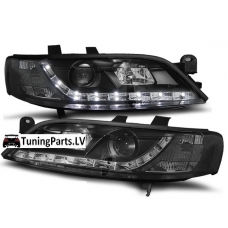 Opel Vectra B (95-98) priekšējie lukturi, LED dayline, melni 