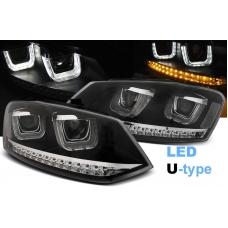 VW Polo 6R (09-14) priekšējie LED Dayline lukturi + LED pagriezieni, melni