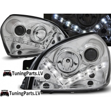 Hyundai Tucson (04-10) priekšējie LED Dayline lukturi, hromēti