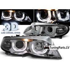 BMW E46 sedana/touringa (01-05) priekšējie lukturi, eņģeļ acis, CCFL, hromēti