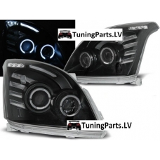 Toyota Land Cruiser 120 (03-09) priekšējie lukturi, eņģeļ acis, melni
