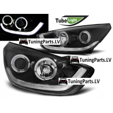 Hyundai iX35 (10-13) priekšējie LED Dayline lukturi, melni, eņģeļacis