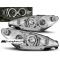 Peugeot 206 (02-06) priekšējie lukturi, eņģeļ acis, hromēti