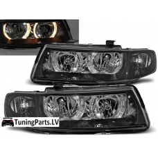 Seat Leon/Toledo (99-04) priekšējie lukturi, melni, eņģeļacis