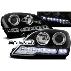 Mercedes-Benz W164 M-klase (08-11) priekšējie LED Dayline lukturi, melni