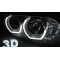 BMW E39 (95-03) priekšējie lukturi, 3D eņģeļ acis + LED pagriezieni, hromēti