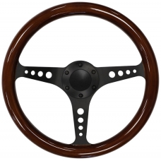 Stūre, koka, 350mm, 30mm iznesums, melni spieķi Stūre, koka, 350mm, 30mm iznesums, melni spieķi