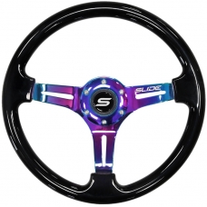 Stūre, koka, 350mm, 30mm iznesums, melna ar neochrome spieķiem, SLIDE